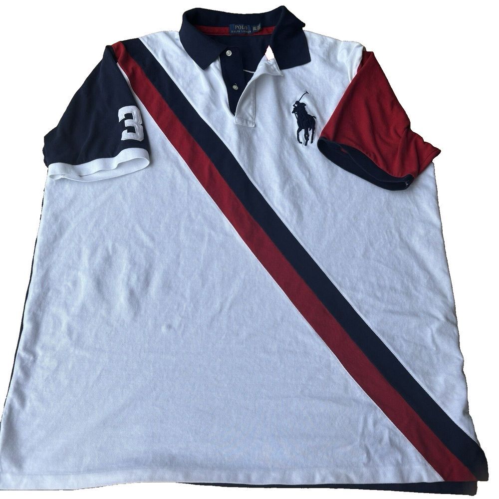 Ralph Lauren Big Pony #3 Polo Shirt Men's 3XLT Custom Summer Classic Color Block